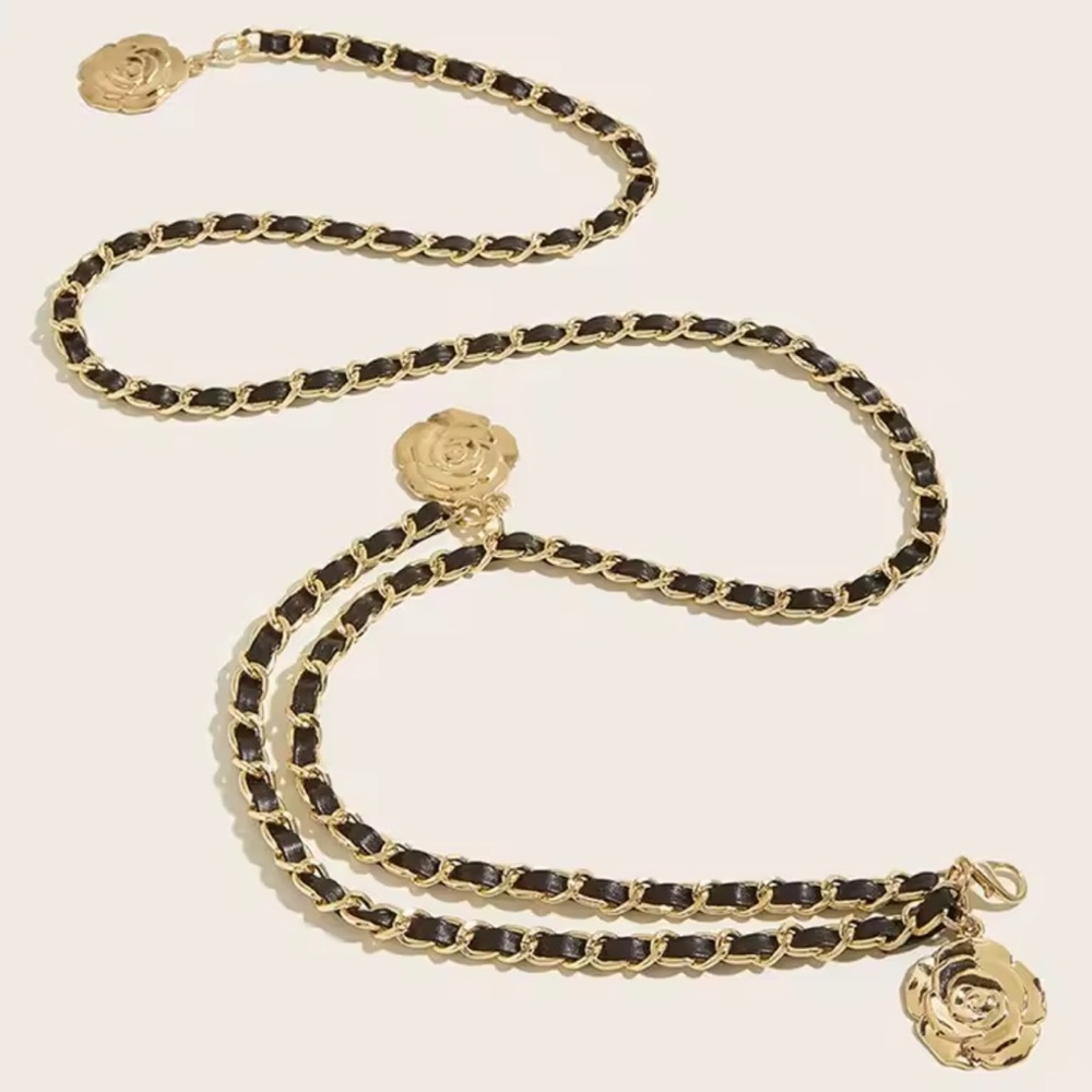 High Quality Metal Waist Chain Belt with Round Flower Pendant - Picture 7 of 9